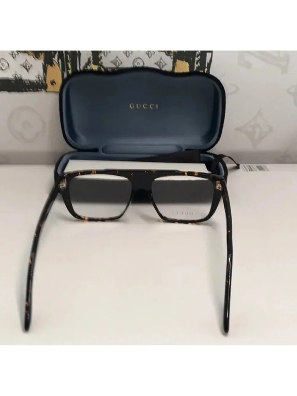 New Authentic Gucci Tortoiseshell Square Glasses GG1040o 002